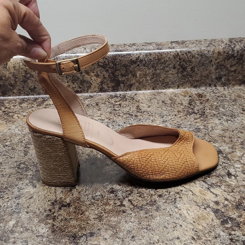 Marroqui Sanchez Leather Espedrille Heel Sandals Made In SPAIN Size 9.5